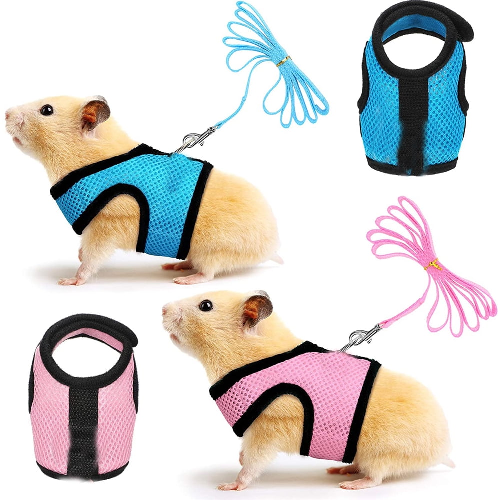 3 Pieces Bunny Rabbit Harness with Leash Adjustable Guinea Pig Harness Rabbit Buckle Breathable Mesh Pet Vest for Bunny Ferret Chinchilla and Similar Small Animals 