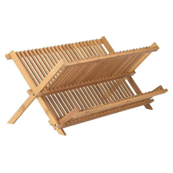 HIC Harold Import Co. Helen Chens Asian Kitchen Bamboo Foldable Compact Dish Drying Rack, 20.5-Inches x 13-Inches