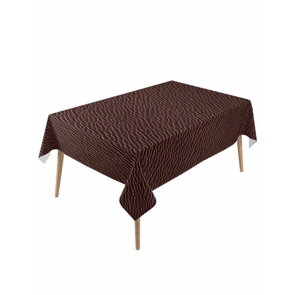 Solid Brown Table Cloth, Vintage Minimalism Abstract Denim Pattern Waterproof Tablecloth for Rectangle Tables, Reusable Washable Fabric Table Cover for Restaurant Kitchen Dining Tables 54"x108"
