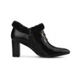 thumbnail image 3 of BLISSFUL STEP Women's Faux Fur Buckle Block Heel Ankle Boot Black 11, 3 of 7