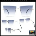 thumbnail image 3 of Womens Beveled Large Square Rectangle Rimless Cat Eye Luxury Sunglasses Gold - Smoke, 3 of 8