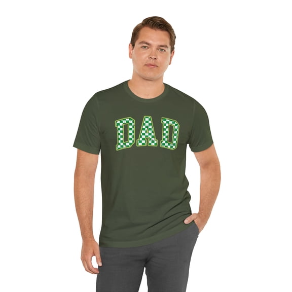 Dad Green Checkered Short Sleeve Tee, Father's Day Gifts, Men T-shirts