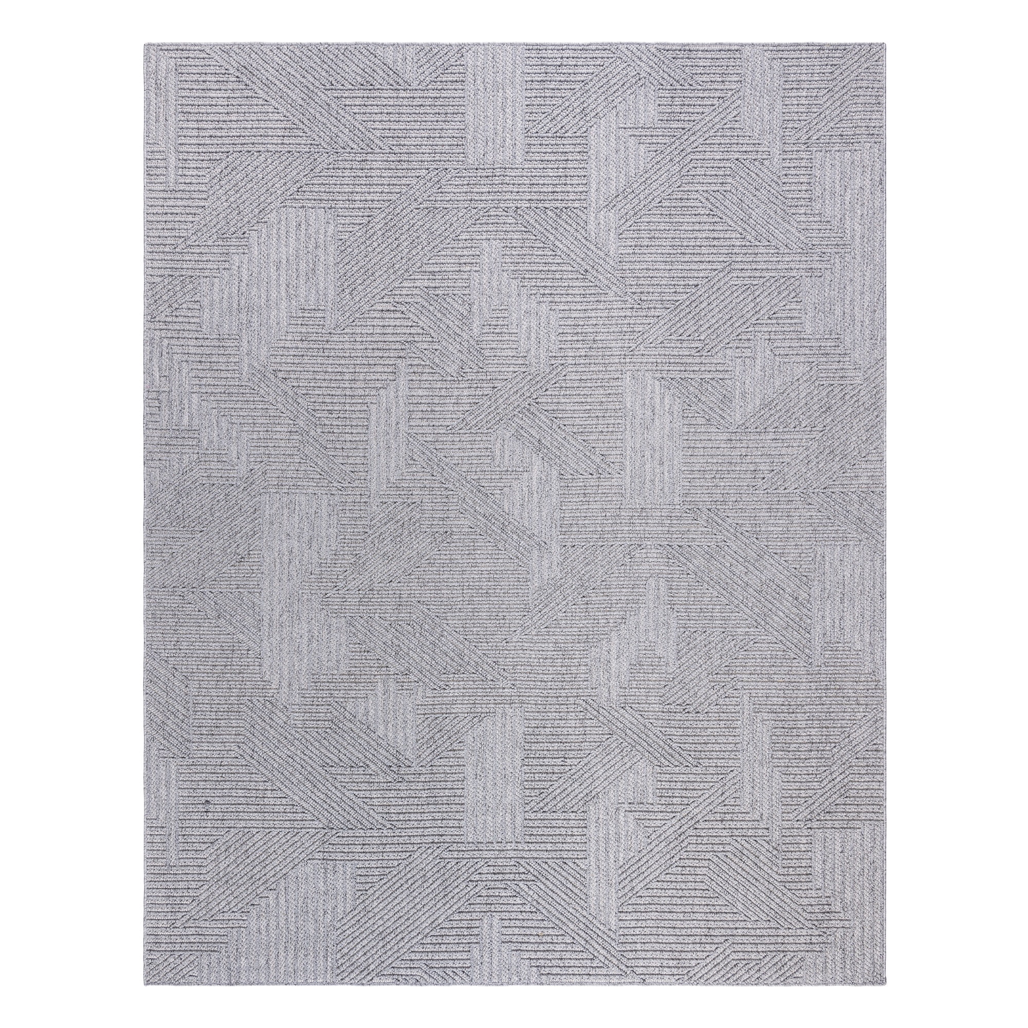 Malini Devyn Charcoal Gray Modern Geometric High-Low Area Rug, 9x13