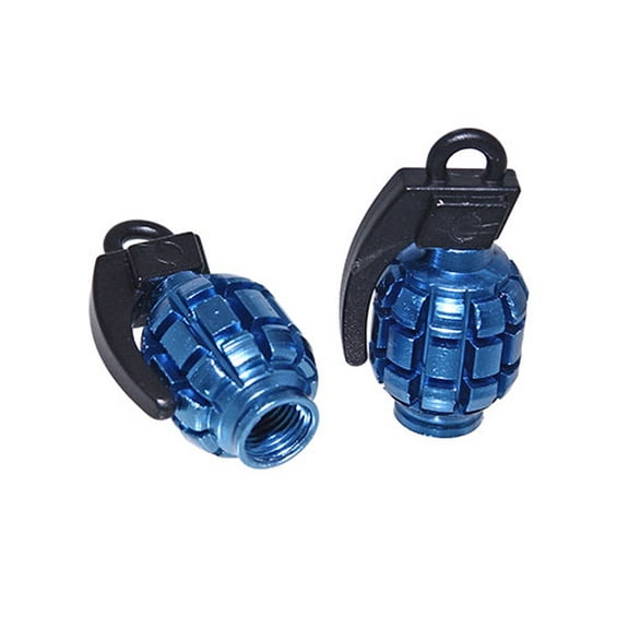 GRENADE BIKE BICYCLE VALVE CAP ALLOY BLUE. Schrader/Valve Bike part, Bicycle part, bike accessory, bicycle part