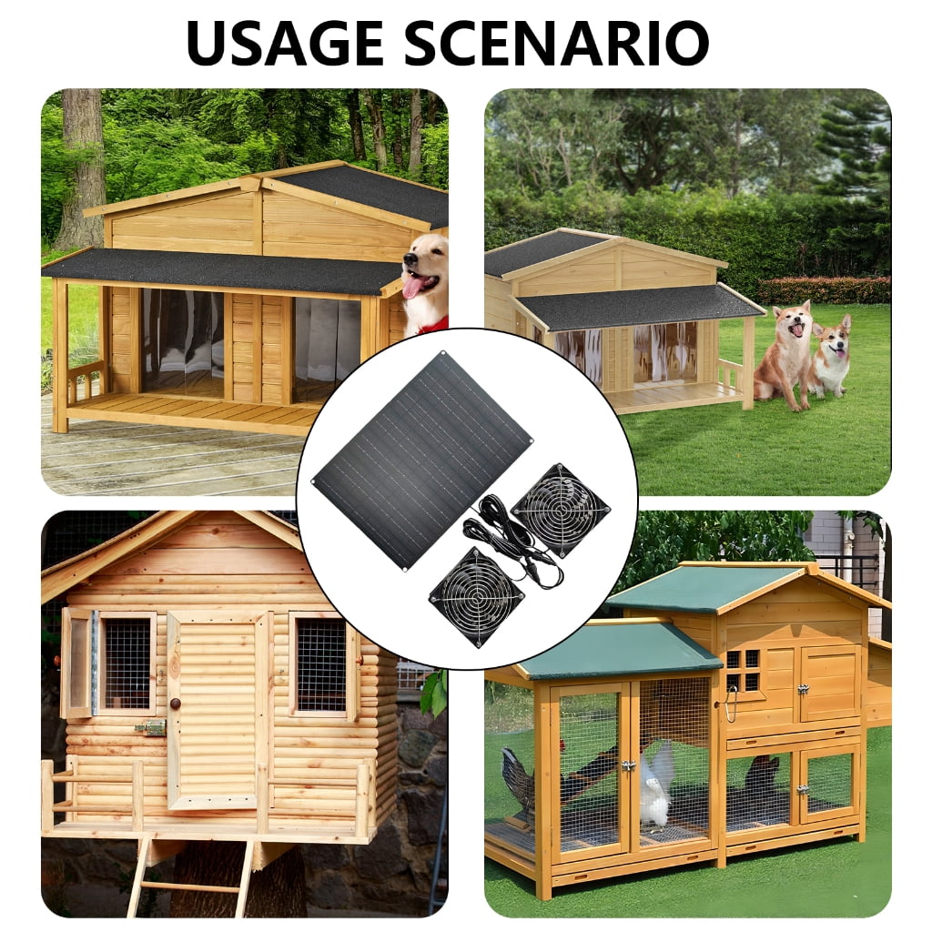 WINDLAND Greenhouse Air Circulation Solar Fan Set 15W 12V Monocrystalline Silicon Panel