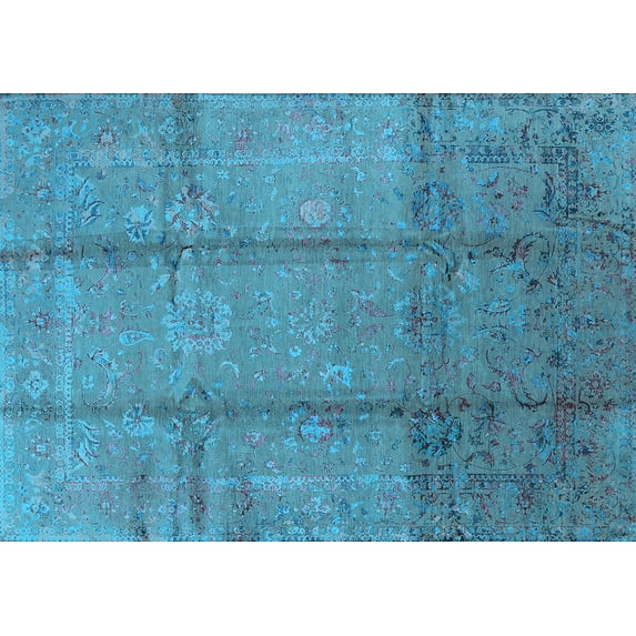 Ahgly Company Indoor Rectangle Oriental Light Blue Industrial Area Rugs, 8' x 12'