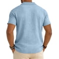 thumbnail image 5 of Qwertyu Mens Polo Shirts Short Sleeve Linen Shirt Summer Button Vacation Beach Shirt Casual Collared Shirts Lightweight Tops Light Blue 2XL, 5 of 8