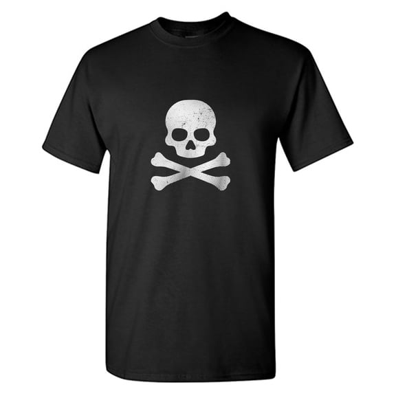 Retro Skull and Crossbones Graphic Tee - Vintage Pirate Style Black Cotton T-Shirt for Men and Women - Edgy Gothic Streetwear Top