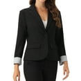 thumbnail image 4 of INSPIRE CHIC Work Office Suit Blazer for Women's Contrast One Button Blazer Jackets S Black, 4 of 5