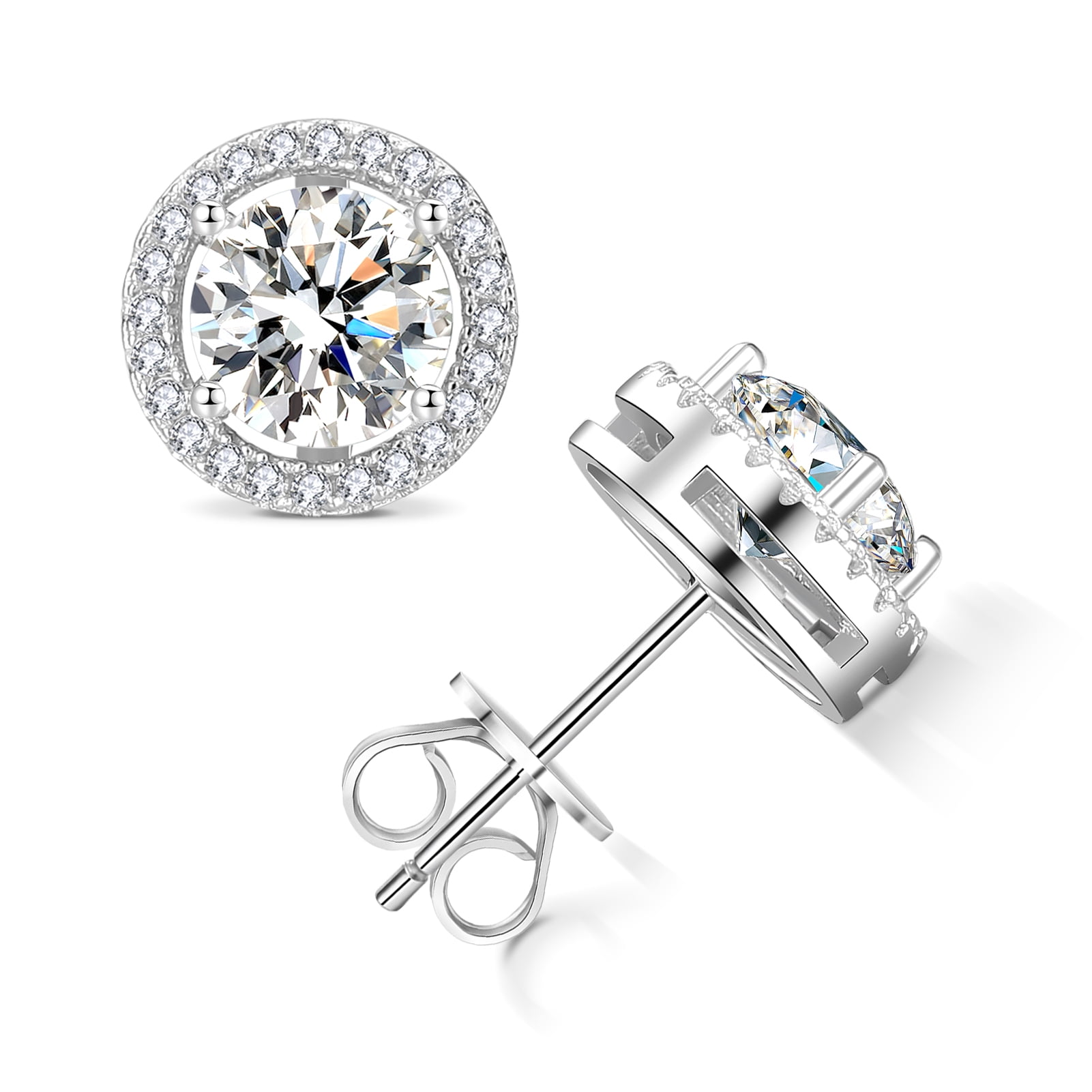 Wowshow Moissanite Stud Earrings For Women, 925 Sterling Silver Earring