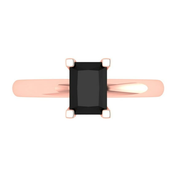 Solitaire Engagement Ring for Women - 1ct Natural Onyx in 18K Rose Gold Promise Ring