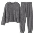 thumbnail image 4 of Cyglowse Womens Pajama Sets Fuzzy Pajamas Winter Warm Loungewear Soft Fleece Pjs 2 Piece Lady Plush Sleepwear Lounge Sets Dark Gray One Size, 4 of 5