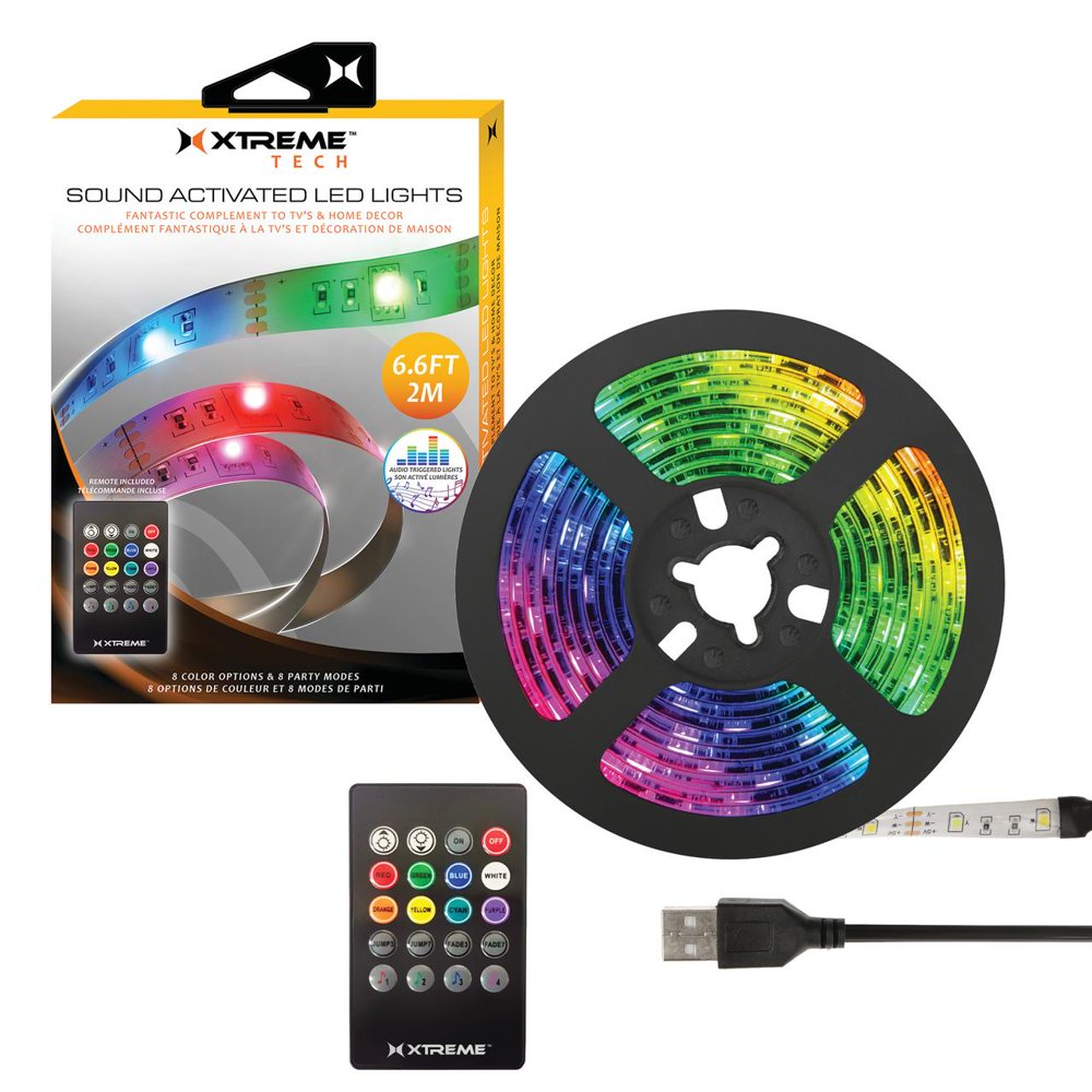 Xtreme USB Powered Sound Reactive LED Light Strip with 8 Unique Colors