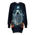 thumbnail image 4 of Halloween Dress for Women Skull Hoodie Dress Gothic Rose Print Costume Spooky Pullover Tunic Outfit, 4 of 6