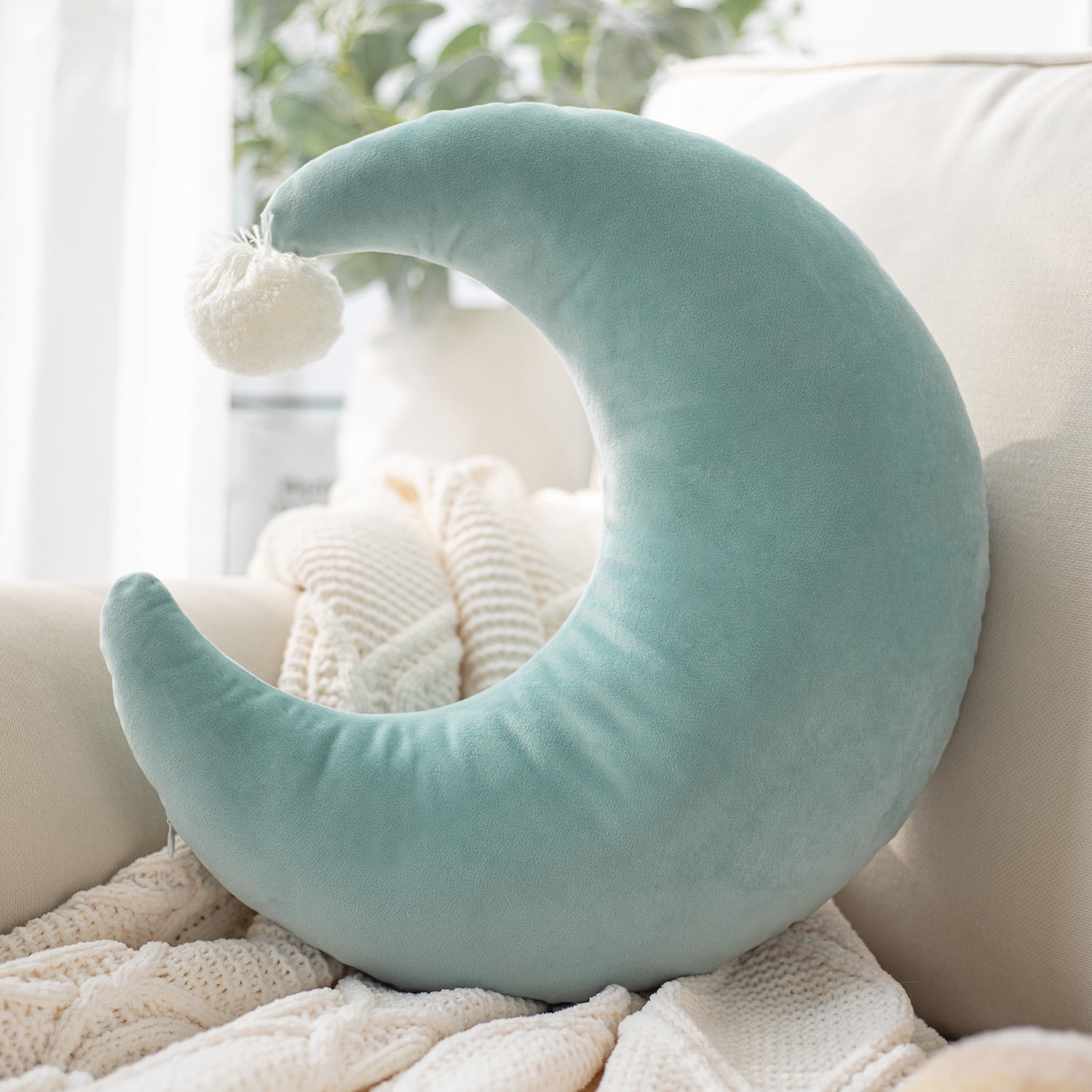 Sleepy Face Cushion Playroom Accessories Baby Shower Gift Moon Pillow for Nursery Decor Sky Baby Girl Nursery Kids Room Throw Pillow