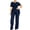 Navy, variant on Women Two Piece Set V Neck Short Sleeve Ruched Asymmetric Solid Elegant Party Fitted Trouser Set Plus Size Formal Navy M