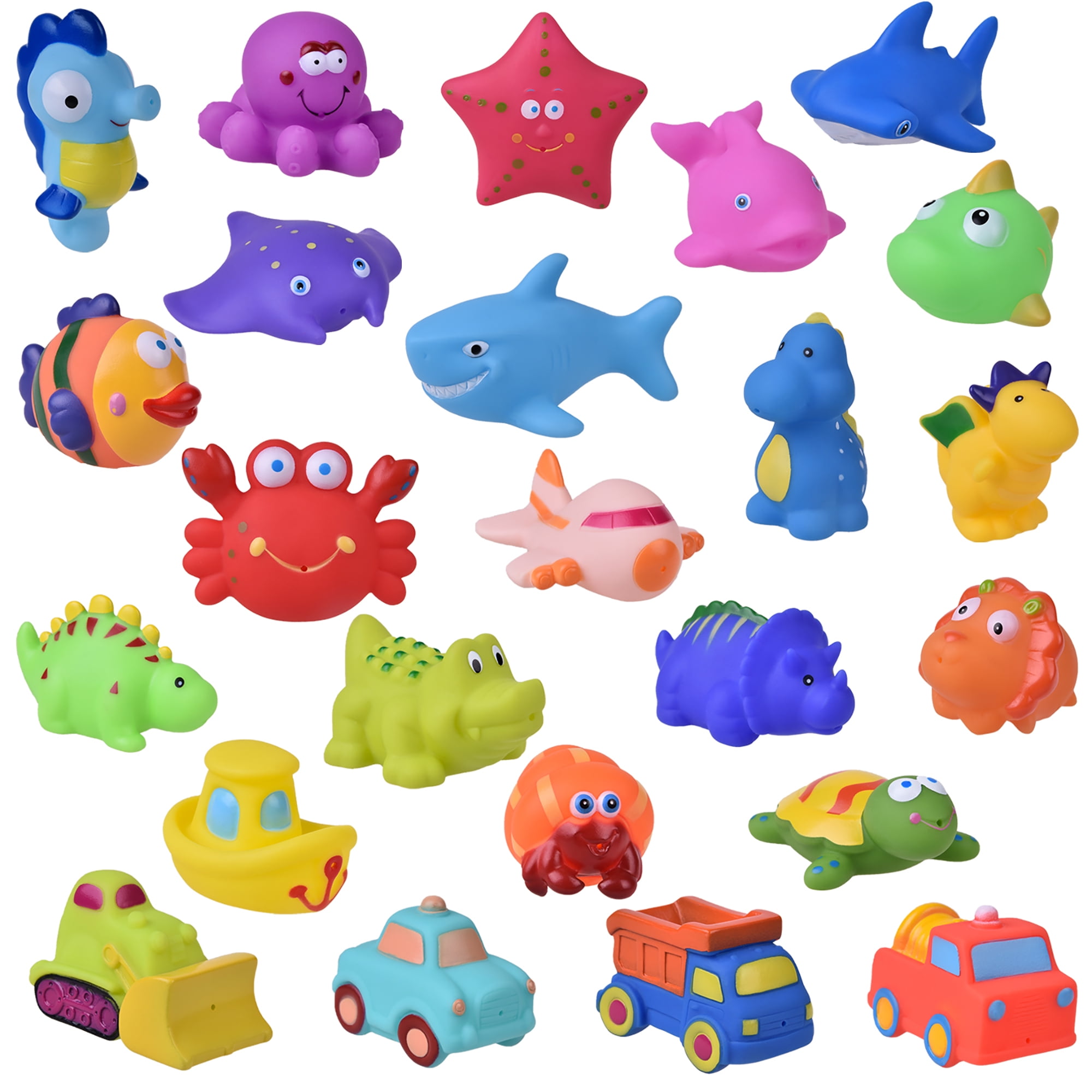 Fun Little Toys Tubbi Bubbi 24 Pcs Squirting Sea Animals & Cars Bath ...