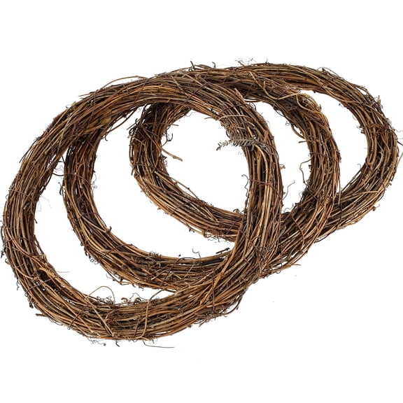 MesaSe Natural Grapevine Wreath 25/30cm Diameter Retro Christmas Rattan Wreath Rings Braided Wreath Crafts for Door Wall Garden Wedding Halloween Holiday Decoration