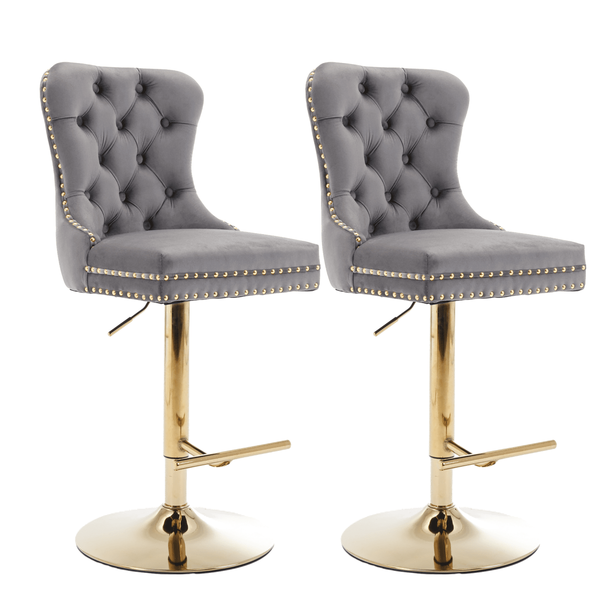 Round Kitchen High Bar Chairs with Golden Base Velvet Bar Stool Chair