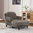 thumbnail image 7 of Upholstered Chaise Lounge, Comfy Linen Single Sofa Chair, Living Room Bedroom Rest Chair，Brown, 7 of 7