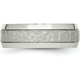 thumbnail image 4 of Chisel Stainless Steel Brushed Polished and Hammered 7.7mm Band - Ring Size 12.5, 4 of 8