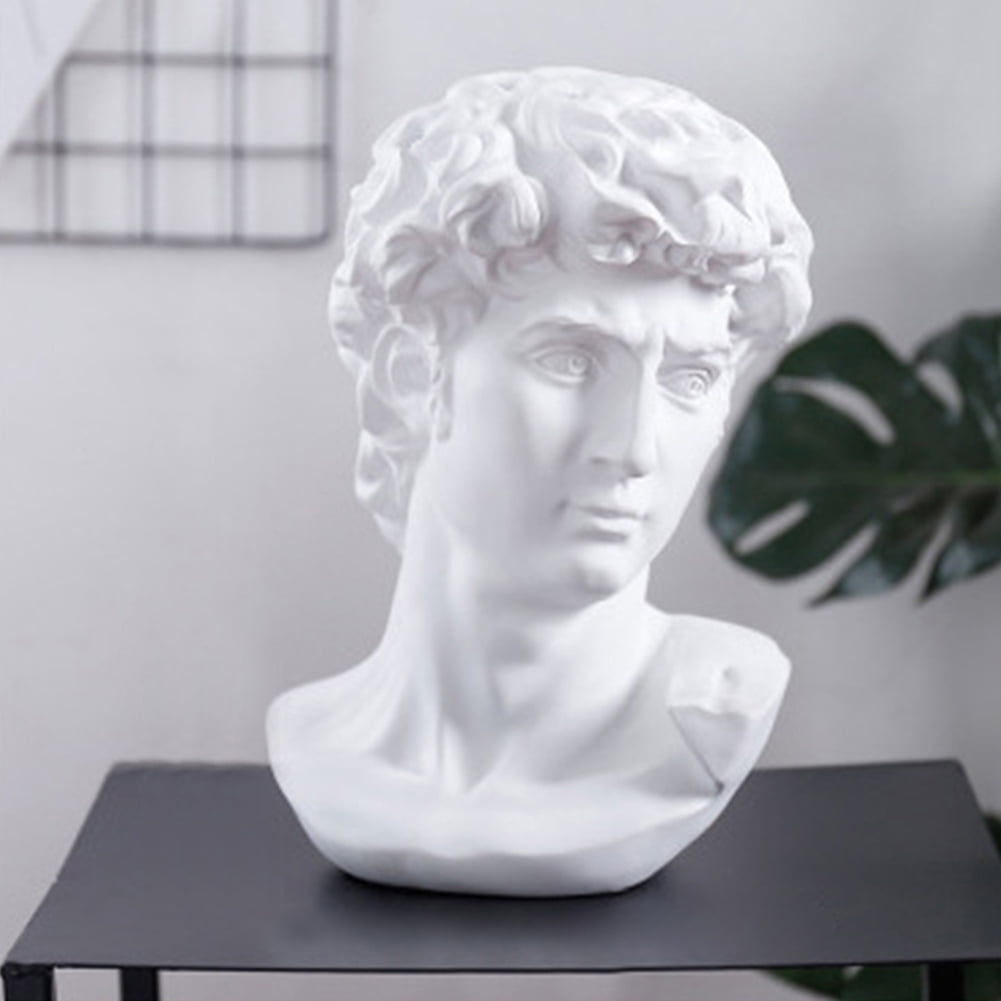 Head Statue Bust Sculpture Art Greek Decor Marble Home Base Figurine Mini Figure 