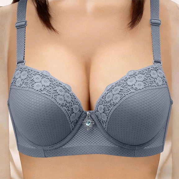 Shrysg Womens Lace Underwire Push Up Bra with Adjustable Straps, Breathable Mesh Everyday Lingerie for All Occasions
