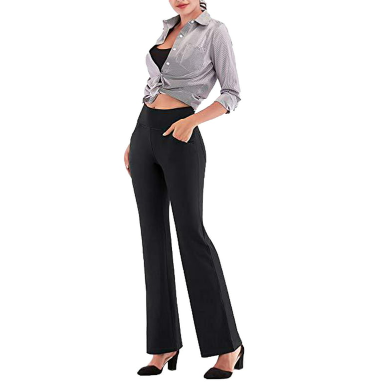 Capreze Dress Pants for Women High Waist Office Work Pant with Pockets  Casual Straight Leg Slacks Business Trousers Dark Gray XL