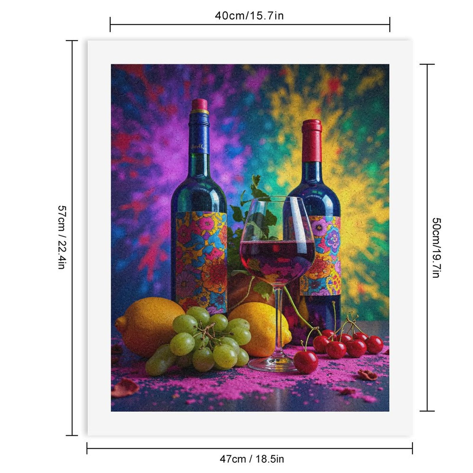 Paint By Numbers Kit for Adults Beginner - DIY Wine Bottles Fruit Colorful Setting Canvas Painting Kits for Adults, Frameless Paint By Number for Adults for Home Wall Decor 16x20 Inch
