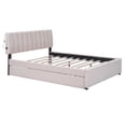thumbnail image 5 of Hassch Teddy Fleece Queen Size Upholstered Platform Bed with Trundle, LED Lights & APP Control, Beige, 5 of 10