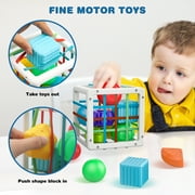 Toddler Toys for 1 2 3 Year Old Boys Girls,Baby Sorter Toys Colorful Cube with 8 Pcs Multi Sensory Shape,Learning Toys for Toddler Age 2-4,Montessori Toys for 1 2 Year Old,Gifts for 2 3 4 Year Old