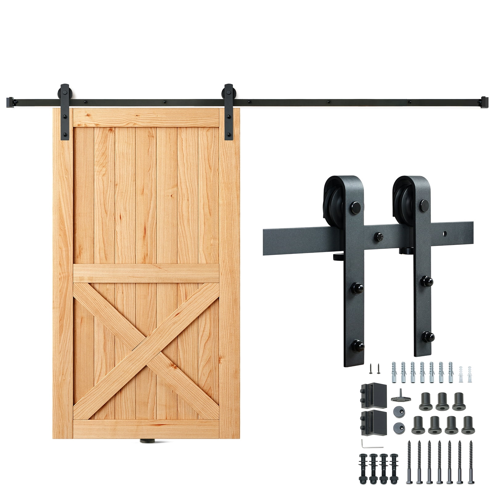 BENTISM 004-2.44M 8 ft, Sliding Hardware Closet Track Barn Door Hardware Kit