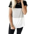 thumbnail image 1 of T-shirt d'Allaitement pour Femmes Enceintes, Hauts d'Allaitement, Rayé, Manches Courtes, 1 of 4