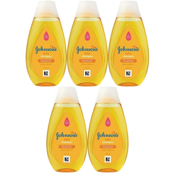 Johnson's Baby Travel Shampoo, 5 Pack 3.38 Oz. Tear-Free Baby Shampoo, Mild and Gentle Baby Shampoo Scalp and Hair Cleanser, Free of Parabens, Phthalates, Sulfates and Dyes for Baby