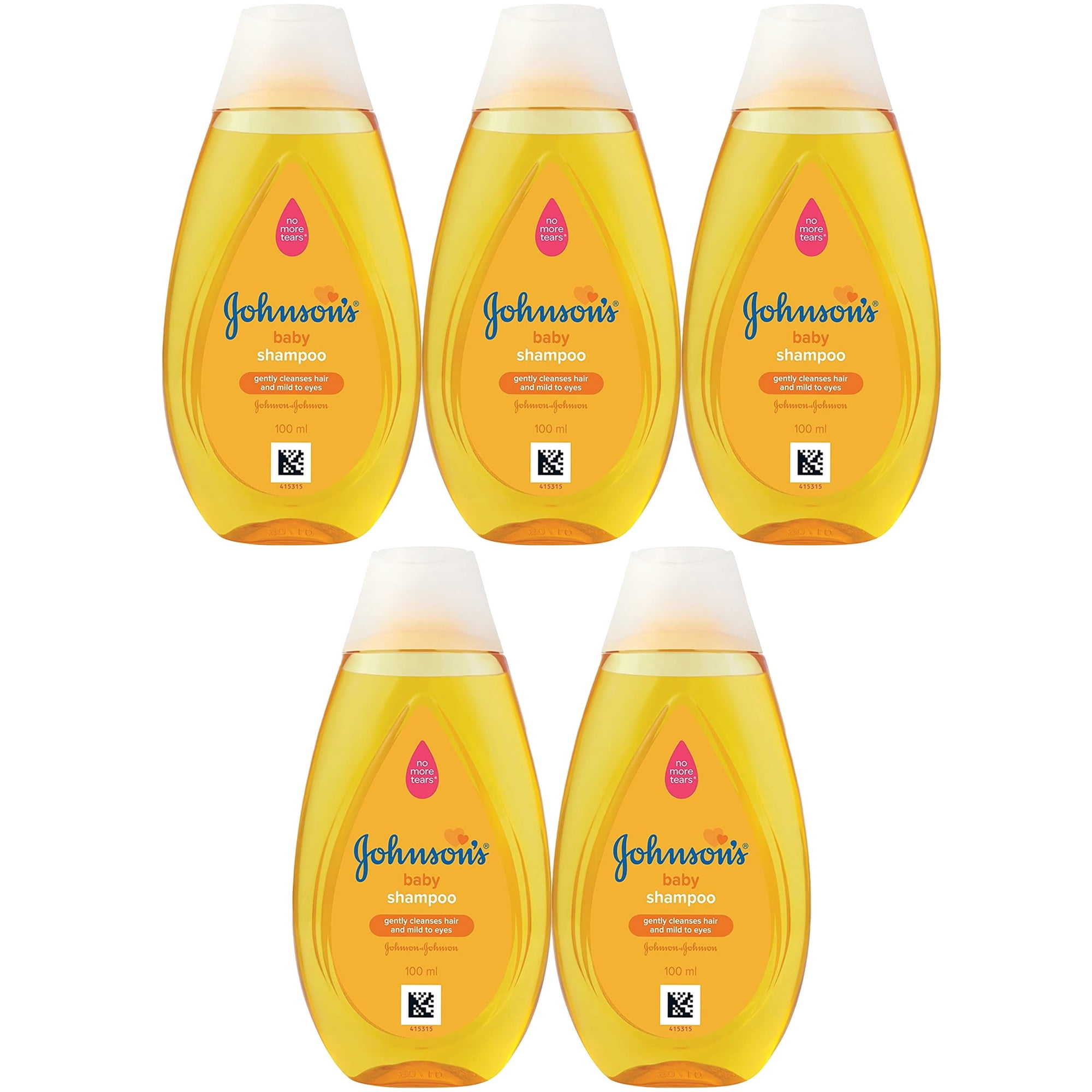 Johnson's Baby Travel Shampoo, 5 Pack 3.38 Oz. Tear-Free Baby Shampoo, Mild and Gentle Baby Shampoo Scalp and Hair Cleanser, Free of Parabens, Phthalates, Sulfates and Dyes for Baby