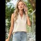thumbnail image 5 of Camiseta Sin Mangas de Verano para Mujer, de Satén de Seda, con Cuello en V, Informal, de Negocios, Color Albaricoque XL, 5 of 7