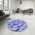 thumbnail image 4 of Ahgly Company Machine Washable Indoor Square Transitional Jeans Blue Area Rugs, 4' Square, 4 of 7