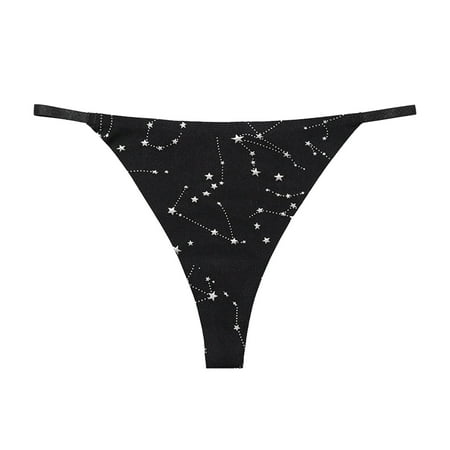 

NECHOLOGY Women Sexy Thin Strap Underwear Sports Fitness Star Print Ice Silk Seamless T Pants Underpants for Women plus Size Underpants Black X-Large