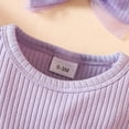 thumbnail image 4 of TOOYOU Baby Girl Bodysuits Cheap Toddler Girl Onesies Fly Sleeve Ribbed Floral Dress Headbands Set Breathable Rompers Purple Size 0-3 Months, 4 of 7