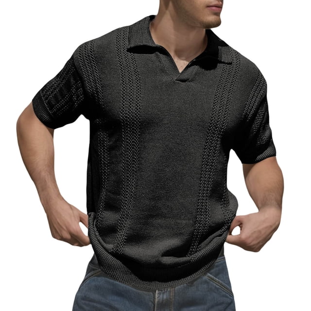Polo informal de manga corta para hombre, diseño con solapa, poliéster-spandex, tallas S-XXXL