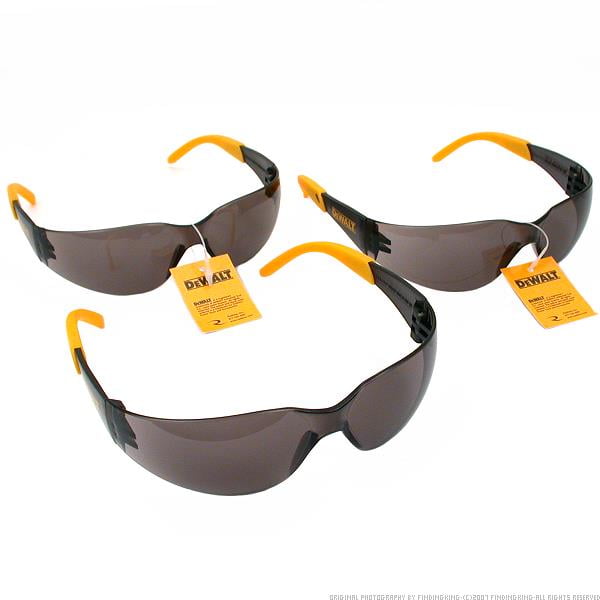 3 Pair Set DeWALT Protector Smoke Lens Safety Glasses