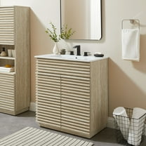 Modway Render 30" Faux Travertine Bathroom Vanity Cabinet (Sink Not Included) in Travertine