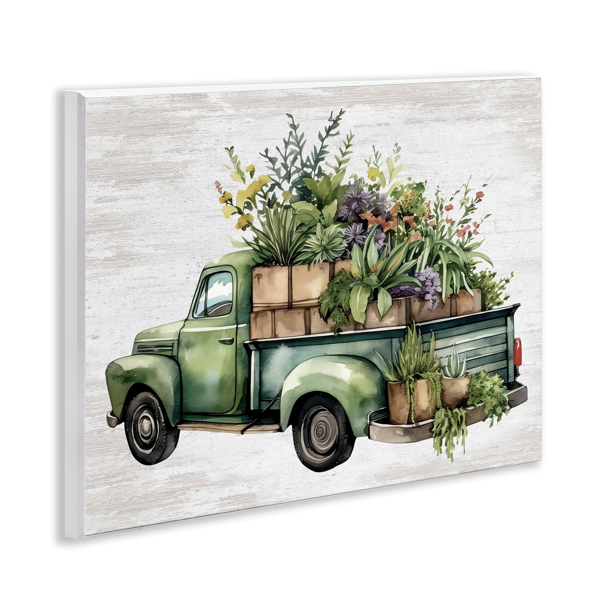 Stupell Industries Greenery Filled Truck Transportation Painting Unframed Art Print Wall Art, 14 x 11