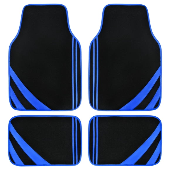 Alfombrillas CAR PASS de piel sintética azul, impermeables, 4 piezas