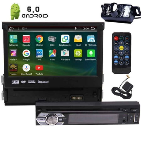 7In Single-DIN Android 6.0 Car Stereo Receiver With 2GB RAM Bluetooth GPS Navigation - Touchscreen Detachable Front Panel With Wi-Fi Web Browsing, App Download, CD/DVD Player and Backup (Best Car Rental App Android)