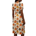 thumbnail image 5 of Womens Halloween Dresses Spider Webeb Skeleton Short Sleeve Horror Midi Dresses Moon Bat V Neck Spooky Dresses, L, 5 of 5
