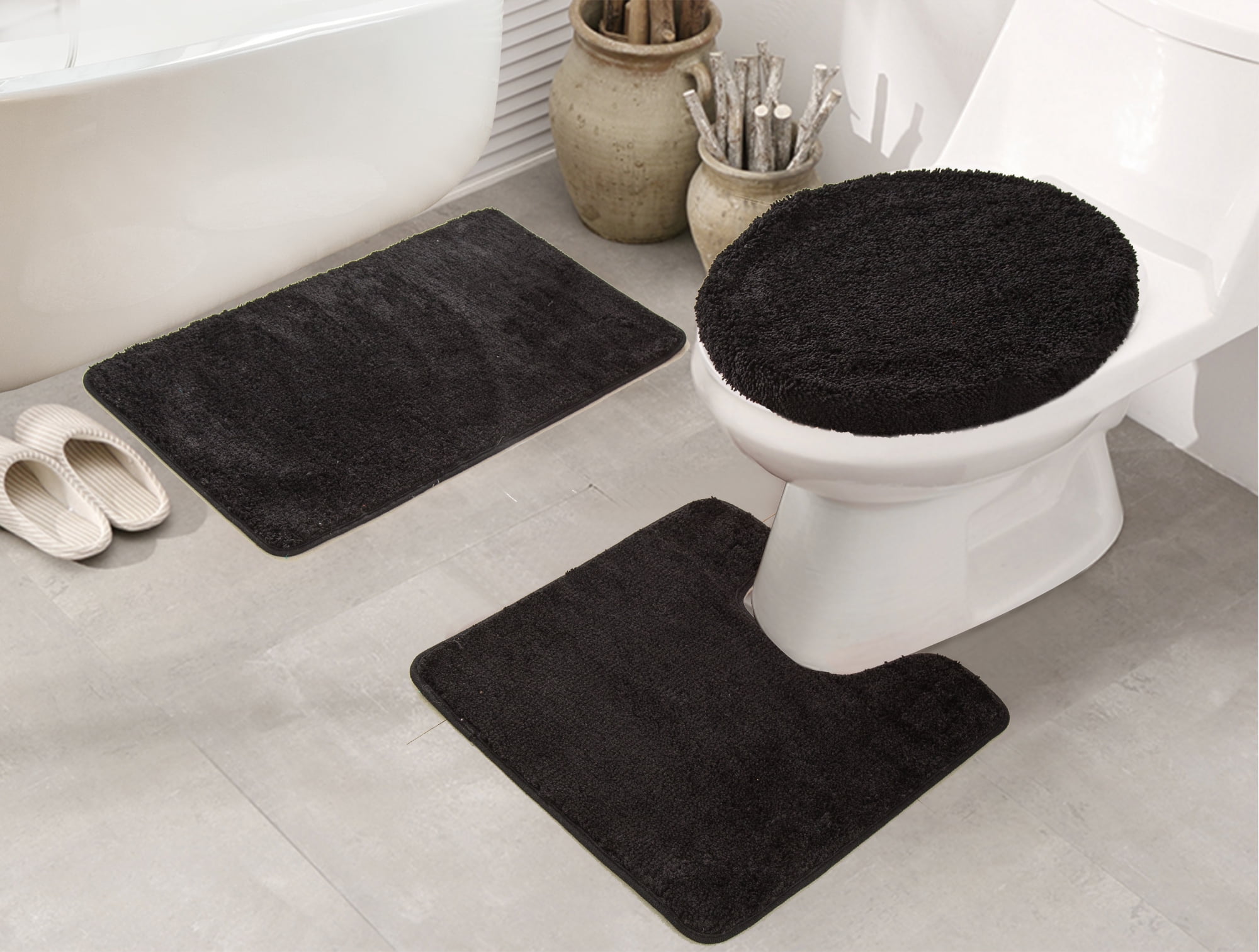 Royalty 3Piece Bath Rug Set in Black