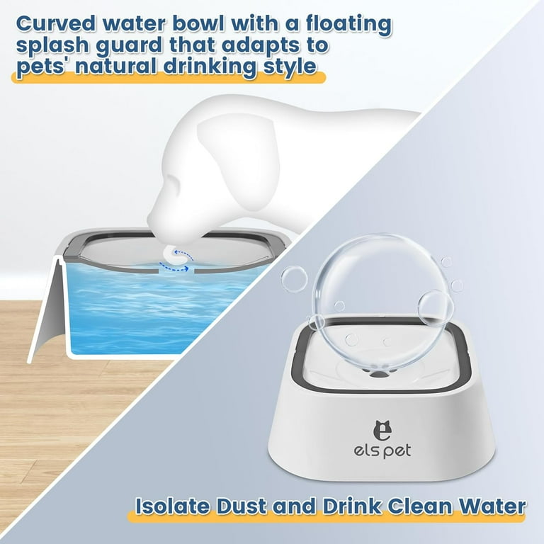No-Spill Dog Water Bowl 35oz - Slow Drink Anti-Splash Design For Travel & Home