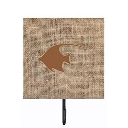 

Carolines Treasures BB1019-BL-BN-SH4 Fish - Angel Fish Burlap and Brown Leash Or Key Holder