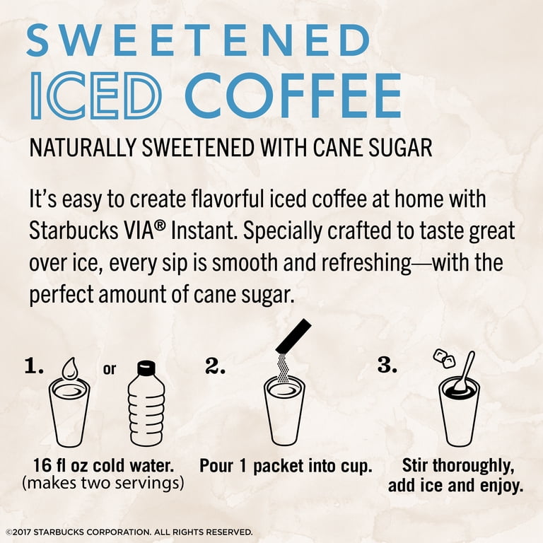 Starbucks at Home, Instant Sweetened Iced Coffee, 6 Ct, Medium